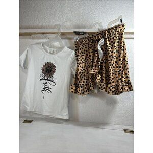 Girls  Skirt T-Shirt Graphic Faith Set Animal Print Size 6-6X